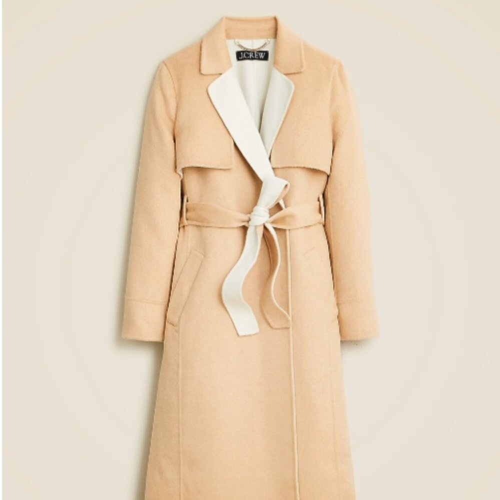 NWT J.Crew Harriet tan wool trench coat, size S